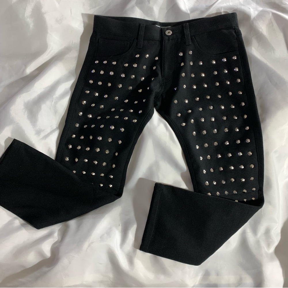 JUNYA WATANABE x COMME DES GARCONS size XS silver studded cropped wool jeans